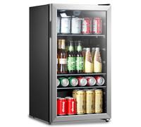Midea MERV115T3AST Réfrigérateur pour boissons 115 canettes, thermostat réglable, porte en verre avec cadre en acier inoxydable, porte à charnière réversible et pieds pour la maison, appartement