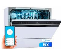 Midea Petit Lave-Vaisselle Blanc 55cm 6 Personnes Compact et Portable Sans Installation Lave-Vaisselle avec App Control 6 Programmes Filtre Antibactérien 49dB Nouveau Modèle