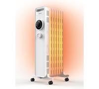 Midea Radiateur Electrique 1500W économique Et Silencieux, Chauffage électrique à 7 éléments, Thermostat, Protection Anti-basculement Et Anti-surchauffe, Mode Eco, Chauffage Rapide Et Portable