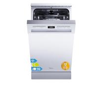 Midea SF 5.45NW10C Lave-vaisselle, autonome et encastrable, 45 cm, 10 couverts, 7 programmes, 45 cm, avec WiFi, 44 dB, délai de démarrage, ouverture automatique de la porte, 63 kWh/100 cycles, blanc