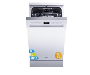 Midea SF 5.45NW10C Lave-vaisselle, autonome et encastrable, 45 cm, 10 couverts, 7 programmes, 45 cm, avec WiFi, 44 dB, délai de démarrage, ouverture automatique de la porte, 63 kWh/100 cycles, blanc