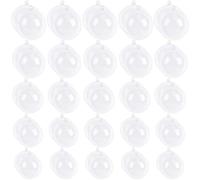 MIDELONG Lot de 25 boules décoratives en plastique transparent à remplir soi-même pour Noël, mariage, fête, décoration d'intérieur (5 tailles, 30 mm, 40 mm, 50 mm, 60 mm, 70 mm)