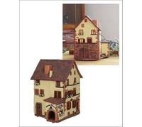 Midene C374AR Maison lumineuse d'arôme en céramique, fabriquée à la main, miniature artistique, vieille maison historique à Riquewihr, Alsace, France