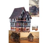 Midene Collection Maisons et Villages en céramique - Réplique miniature faite à la main de la maison originale à Kaysersberg, France, bougeoir en argile