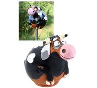 Midene Decoration Jardin Exterieur Statue en Céramique - Deco Extérieur - Figurines pour Jardin - Faite à la Main, Résistant au Gel, Cadeau Unique pour Les jardiniers - Vache Noir