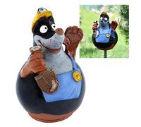 Midene Decoration Jardin Exterieur Statue en Céramique - Deco Extérieur - Figurines pour Jardin - Faite à la Main, Résistant au Gel, Cadeau Unique pour Les jardiniers - Décoration Taupe