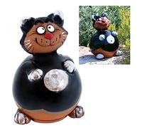 Midene Decoration Jardin Exterieur Statue en Céramique - Deco Extérieur - Figurines pour Jardin - Faite à la Main, Résistant au Gel, Cadeau Unique pour Les jardiniers - Chat Noir