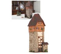 Midene Photophore en céramique - Décoration de pièce - Fabriquée à la main - Miniature de collection - Tour de maison à Dinkelsbühl, Alsace, France - B310N