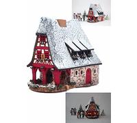 Midene Village de Noël miniature en céramique Maison de l'original Old Smithery à Rothenburg Winter Edition Photophore fait à la main