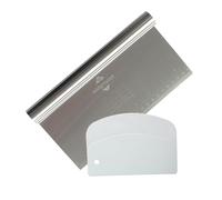 Midgreyeye 2 pièces Grande Coupe Pate En Acier Inoxydable Avec Échelle De Mesure,Grattoir a pate Corne Patisserie Spatule À Pâte - Coupe De Cuisine Pour Cakes,Pizzas,Tartes,Dough(22*12,5+13.5*9.1cm)