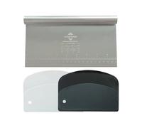 Midgreyeye 3 pièces Grande Coupe Pate En Acier Inoxydable Avec Échelle De Mesure,Grattoir a pate Corne Patisserie Spatule À Pâte - Coupe De Cuisine Pour Cakes,Pizzas,Tartes,Dough(22*12,5+13.5*9.1cm)