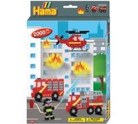 HAMA - Boite Les Pompiers - 2000 perles à repasser taille MIDI et 1 plaque Camion - Loisirs créatifs - Dès 5 ans