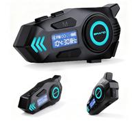 MidingChai K09 Intercom Moto, Kit Main Libre Moto Bluetooth 5.4, Intercom Motocyclette Duo Communication Système 500m, Ecouteur Casque avec Affichage Numerique/IPX8 Etanche/HiFi/FM (1pc)