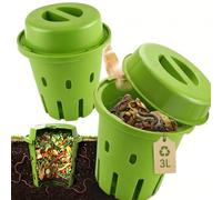 MidingChai Lot de 2 fermes souterraines avec couvercle, bac à compost en PVC avec trou de ventilation, kit de démarrage pour l'amélioration du sol des plantes, composteur de vers d'extérieur pour