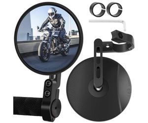 MIDINGCHAI Rétroviseur Moto Lot de 2, CNC Retro Moto avec E-Mark Homologué, Retroviseur Velo Rotatifs à 360°, Retroviseur Embout de Guidon pour Moto, Scooter, ATV, Ebike, Velo