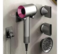 MidingChai Support Seche Cheveux Compatible avec Dyson, Porte Seche Cheveux Mural, Support Seche Cheveux avec Rangement des Câbles, Convient pour 3 Embouts, en Alliage d'aluminium