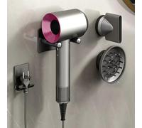 MidingChai Support Seche Cheveux Compatible avec Dyson, Porte Seche Cheveux Mural, Support Seche Cheveux avec Rangement des Câbles, Convient pour 2 Embouts, en Alliage d'aluminium
