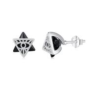 Midir&Etain Boucles d'oreilles à tige en onyx noir en argent sterling 925 avec œil de providence/nœud celtique/viking, onyx noir, bijoux pour homme et femme, 10mm, Argent sterling, Onyx noir
