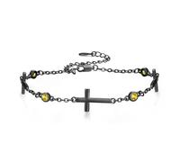 Midir&Etain Bracelet de cheville en argent sterling 925 avec croix de foi - Bijoux chrétiens - Cadeau pour femme