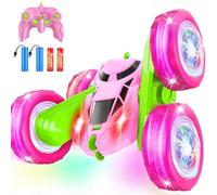 MidiVix Voiture télécommandée, 2,4 GHz, double face, rotative à 360 °, avec phares, feux de roue, 4 WD, Off Road Drift RC, jouet, cadeau pour garçons de 6 à 12 ans, vert rose