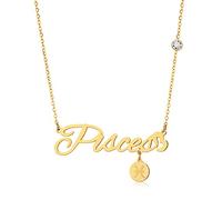MIDJ Collier Signe Astrologique,Naissance Étoile Signe Alphabet Astrologie Horoscope Collier Poissons Or Pendentif Collier Joli Alphabet Vieil Anglais Collier Hommes Femmes