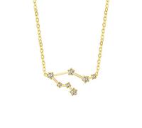 MIDJ Collier Signe Astrologique,Zircon Constellation Collier Dames Hommes Gémeaux Constellation Collier Étoile Collier S925 Argent Sterling Or Zodiaque Collier Cadeau