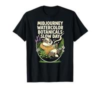 Midjourney Aquarelle Botanicals Tea Drinking Panda Slow T-Shirt