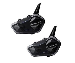 Midland- Intercom Moto Duo pour 2 Casques BTR1 Advanced Twin, Écouteurs Bluetooth sans Fil Casque Moto Étanche IPX6 Portée 1,2Km-Batterie 23H-Anti Bruit-Audio RCF HD-Jusqu’à 4 Personnes-Compatible TFT