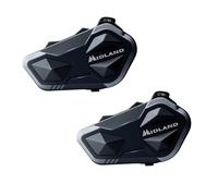 Midland- Intercom Moto Duo pour 2 Casques BTR1, Écouteurs Bluetooth sans Fil Casque Moto Étanche IPX6 800m 4 Personnes Conference, Batterie 23H, Parallel Audio Connexion GPS/Musique Conforme ECE 22.06