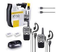 Midland - Talkie Walkie Longue Portée 8Km XT50, 2 Radio Récepteur Émetteur Chantier Outdoor, 24 Canaux PMR446 no Licence, 38 Tonalités CTCSS, Charge Rapide Autonomie 12H Rechargeable avec Chargeur Usb