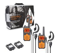 Midland XT70 Pro Hobby & Work C1465.01 - Pack de 2 Talkies-Walkies PMR446/LPD Rechargeables, Portée jusqu'à 12 km, IPX4, Charge Rapide 3h, VOX, Oreillettes MA21-Li Incluses