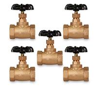 Midline Valve 95344-5 Lot de 5 robinets d'arrêt style globe court, sans plomb 1,27 cm, raccords FIP, laiton