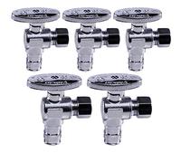 Midline Valve G-81512QS-OM-5 Vanne d'arrêt d'alimentation en eau avec molette quart de tour ; arrêt d'angle pour toilettes, évier, lave-vaisselle ; compression 1/2" PEX A x 3/8" ; laiton chromé (lot