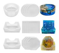 Midnadiy 15pcs épaissi moules en silicone moules, plateau de moulage en silicone avec support et sont faciles à détacher, moules en silicone époxy pour sous-verres bricolage à la maison de décoration