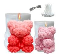 Midnadiy 2 moule à bougie ours rose 3D, moules pour bougie, Démoulage facile, Texture claire, Convient aux cadeaux parfumés, aux savons artisanaux, aux décorations de gâteaux, aux moules de (S+M)