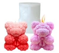 Midnadiy 3D silicone ours moule, rose ours bougie moule, silicone ours fleur bougie moule, moule de fonderie, maison savon bougie moule, cadeau de Saint Valentin, cadeau d'anniversaire (grand)