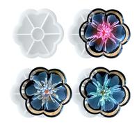 Midnadiy Lot de 4 moules en résine - Moules en Silicone durables pour résine époxy, jesmonite terrazzo, béton, plâtre (Plateau à Fleurs)