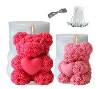 Midnadiy moule bougie nounours, moule bougie silicone, Démoulage facile, Texture claire, Parfait pour les cadeaux de Noël, les cadeaux de Saint-Valentin, les cadeaux d'anniversaire(M+XL)