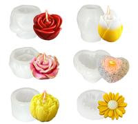 Midnadiy Moule en silicone, rose, moules en silicone souple pour verser, moules à bougies pour verser, parfaits pour la fabrication de bougies parfumées faites à la main, savons, plâtre, résine et