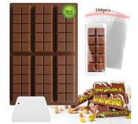 Midnadiy Moule Tablette Chocolat, Silicone de Qualité Alimentaire Moule Tablette Chocolat Dubai avec grattoir et 100 pièces sac, Moule silicone tablette de Chocolat pour Pralines Bonbons, Sans BPA