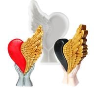 Midnadiy Moules à bougie en silicone, moules à bougie 3D en forme de cœur et d'aile pour un démoulage facile, moules à bougie en silicone pour l'aromathérapie pour la Saint-Valentin