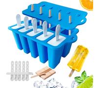 Midnadiy Moules à Esquimaux en Silicone avec Bâtonnets - Ensemble de Moules à Esquimaux à 10 Cavités, Moule Facile à Démouler pour Glace, Sans BPA (Bleu)