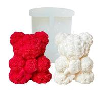 Midnadiy Moules en silicone 3D en forme d'ours rose, bougie en forme d'ours, bougie en silicone, moule à couler, moule à bougie DIY pour savons faits maison, cadeaux de Saint-Valentin, cadeaux