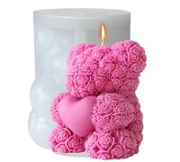 Midnadiy moules en silicone ours 3d, moule à bougie ours rose, moule à bougie ours fleur, moules à couler, moules à bougie DIY pour savons faits maison, cadeaux pour la Saint-Valentin(petits )