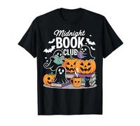 Midnight Book Club Ghosts Pumpkins Bats Cat T-Shirt