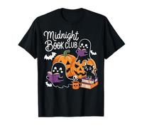 Midnight Book Club Ghosts Pumpkins Bats Cat T-Shirt