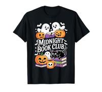Midnight Book Club Ghosts Pumpkins Bats Cat T-Shirt