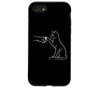 Midnight Cat Touch Magical Bond Line Art Cat Silhouette Coque pour iPhone SE (2020) / 7/8