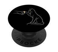 Midnight Cat Touch Magical Bond Line Art Cat Silhouette PopSockets PopGrip Adhésif