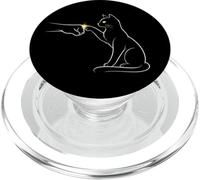 Midnight Cat Touch Magical Bond Line Art Cat Silhouette PopSockets PopGrip pour MagSafe